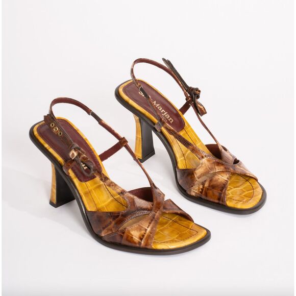 SIES MARJAN Diana Embossed Leather Croco Heel Sz 36 (US 6) NEW W‎ DUSTBAG - Picture 1 of 7
